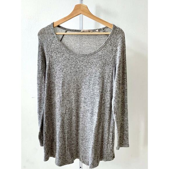 SOFT SURROUNDINGS  M Anytime Top Scoop Neck Raglan Long Sleeve Soft Knit Gray - Picture 1 of 9